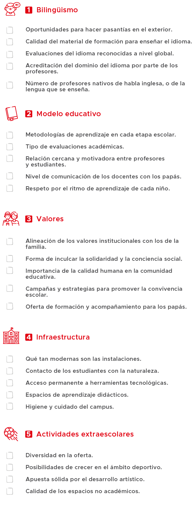 checklist colegio privado santa marta